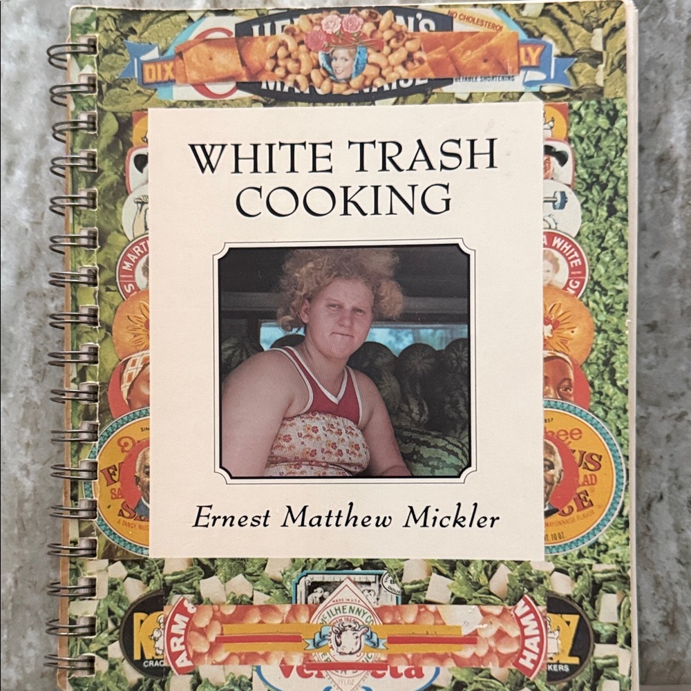 White Trash Cooking Cookbook by Ernest Matthew Mickler — Cream & Green Cover